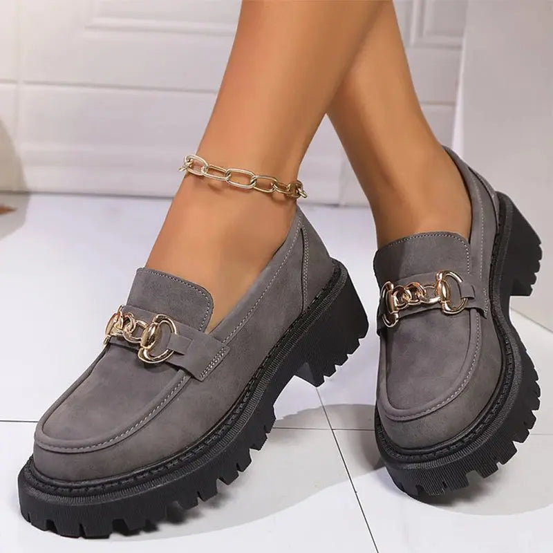 Mokassins Damen | Goldkette & Chunky Profilsohle