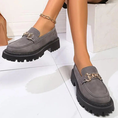 Mokassins Damen | Goldkette & Chunky Profilsohle