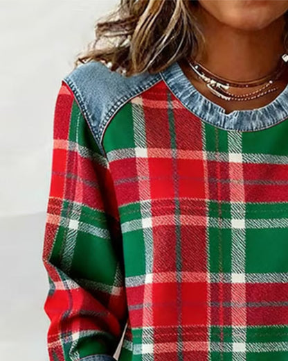 Karo-Sweatshirt Damen | Rundhalsausschnitt & Entspannter Schnitt 5