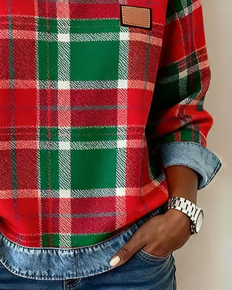 Karo-Sweatshirt Damen | Rundhalsausschnitt & Entspannter Schnitt 6
