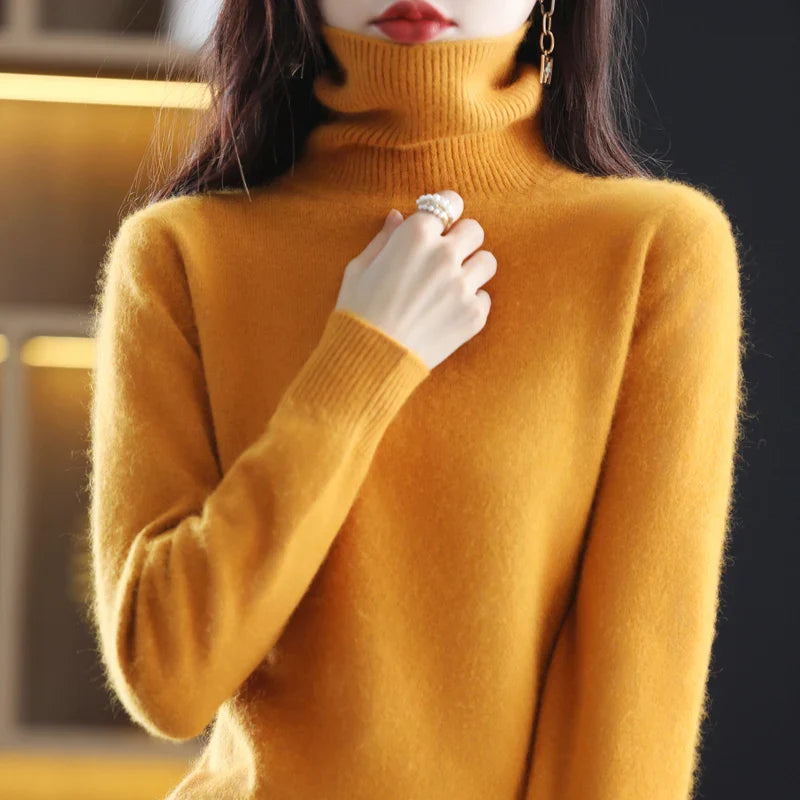 Kaschmirpullover Damen | Stehkragen, Taillierte Passform | Winter
