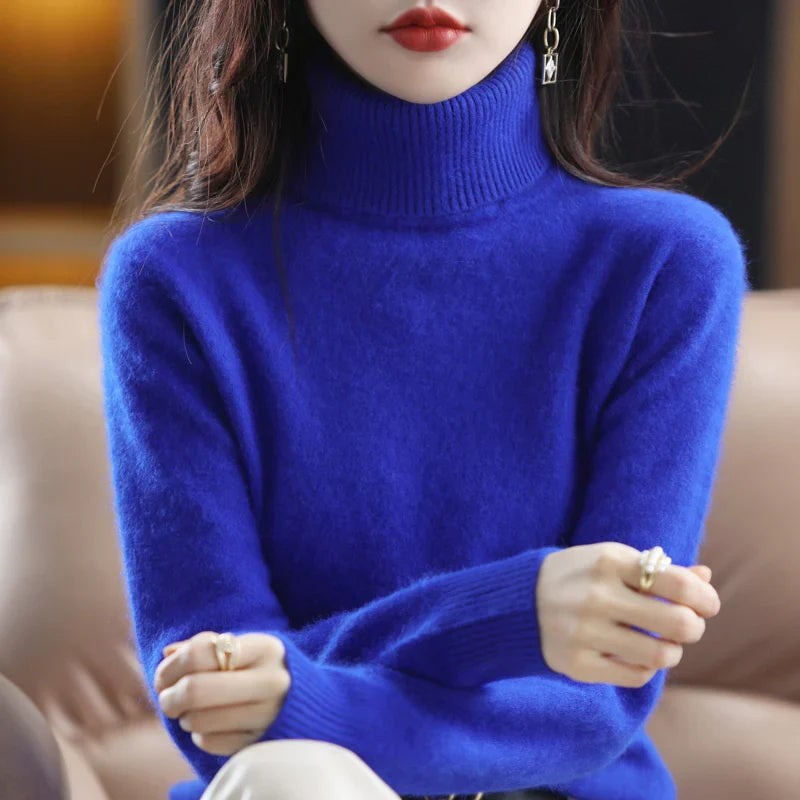 Kaschmirpullover Damen | Stehkragen, Taillierte Passform | Winter