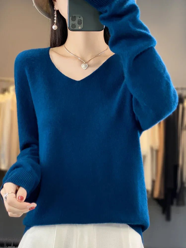 Kaschmirpullover für Damen | V-Ausschnitt