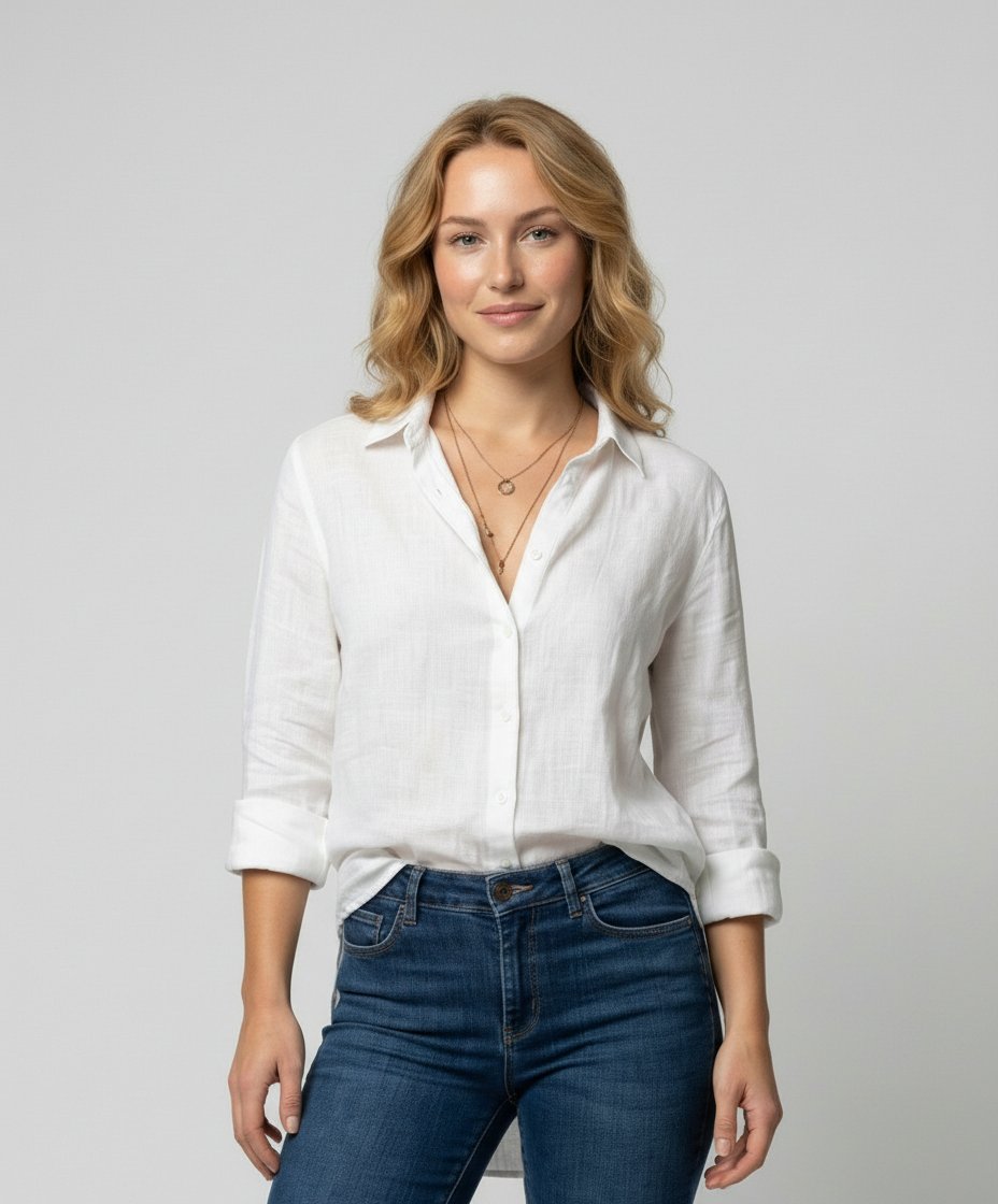 Katharina | Damen Leinen-Bluse Dreiviertelarm Klassischer Kragen 0