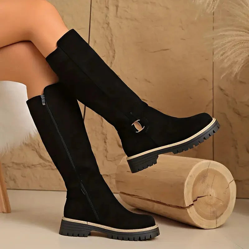 Kniehohe Stiefel Damen | Blockabsatz & Rutschfest