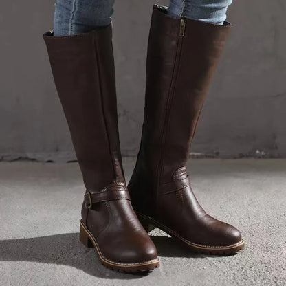 Kniehohe Stiefel Damen | Blockabsatz & Schnallendetail