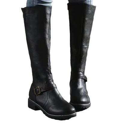 Kniehohe Stiefel Damen | Blockabsatz & Schnallendetail