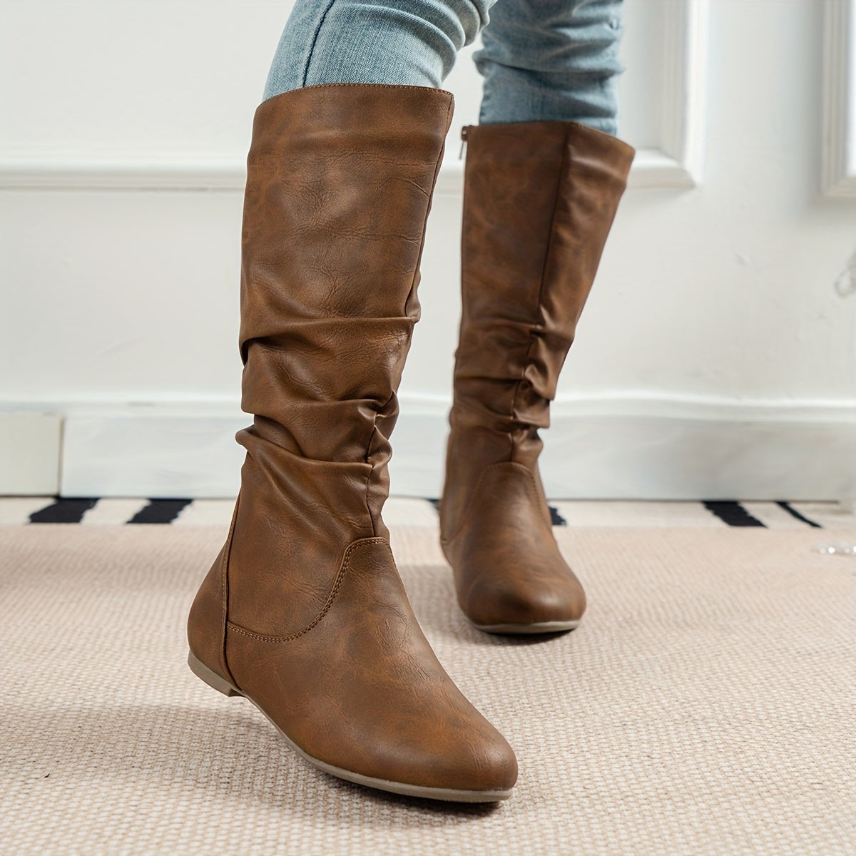 Kniehohe Stiefel Damen | Weiter Schaft & Flacher Absatz
