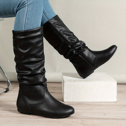 Kniehohe Stiefel Damen | Weiter Schaft & Flacher Absatz