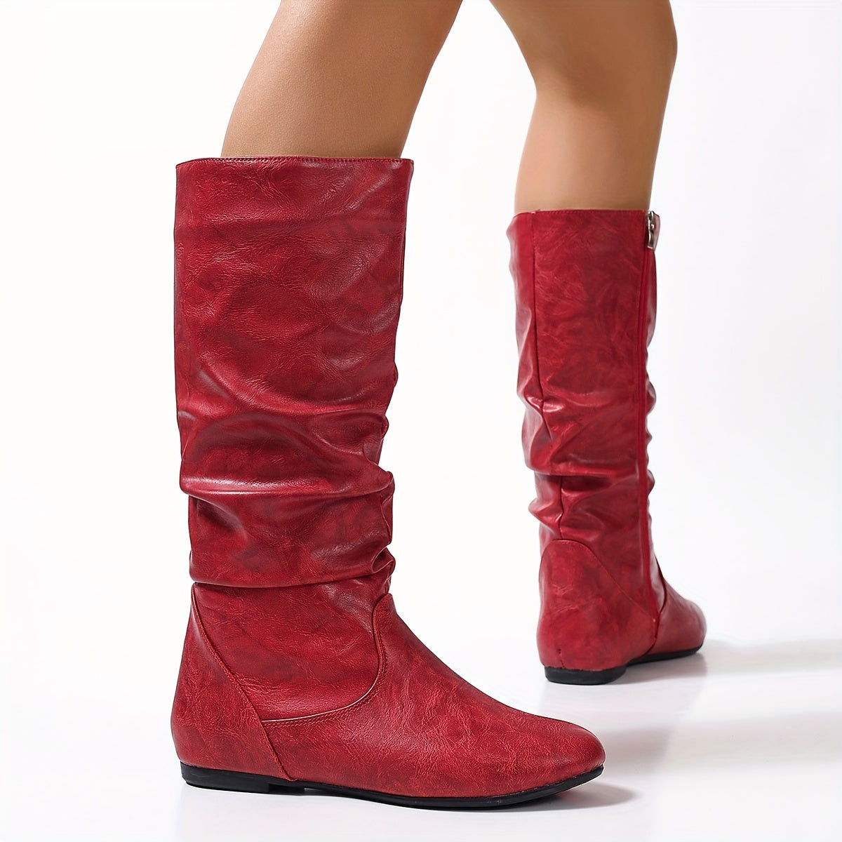 Kniehohe Stiefel Damen | Weiter Schaft & Flacher Absatz