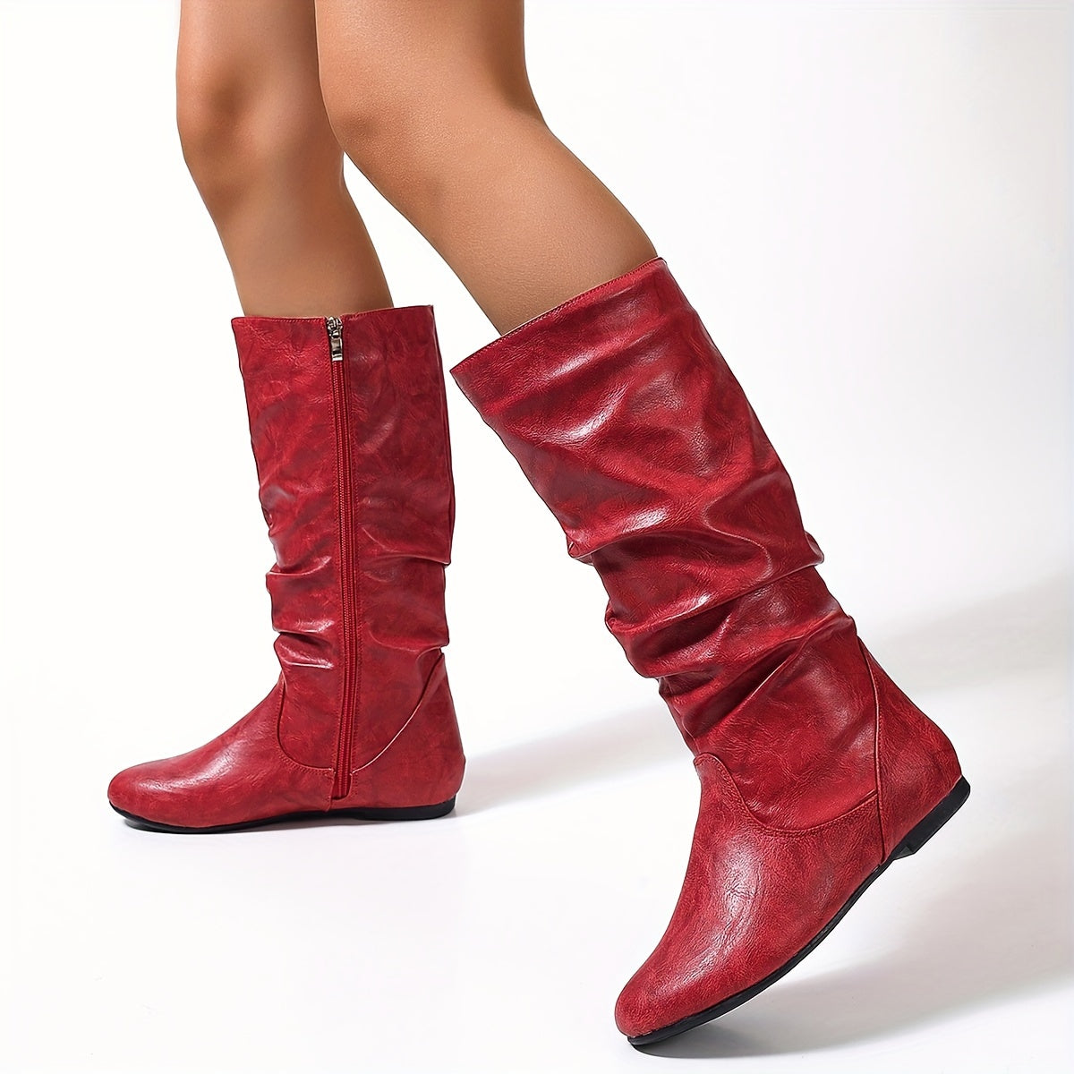 Kniehohe Stiefel Damen | Weiter Schaft & Flacher Absatz