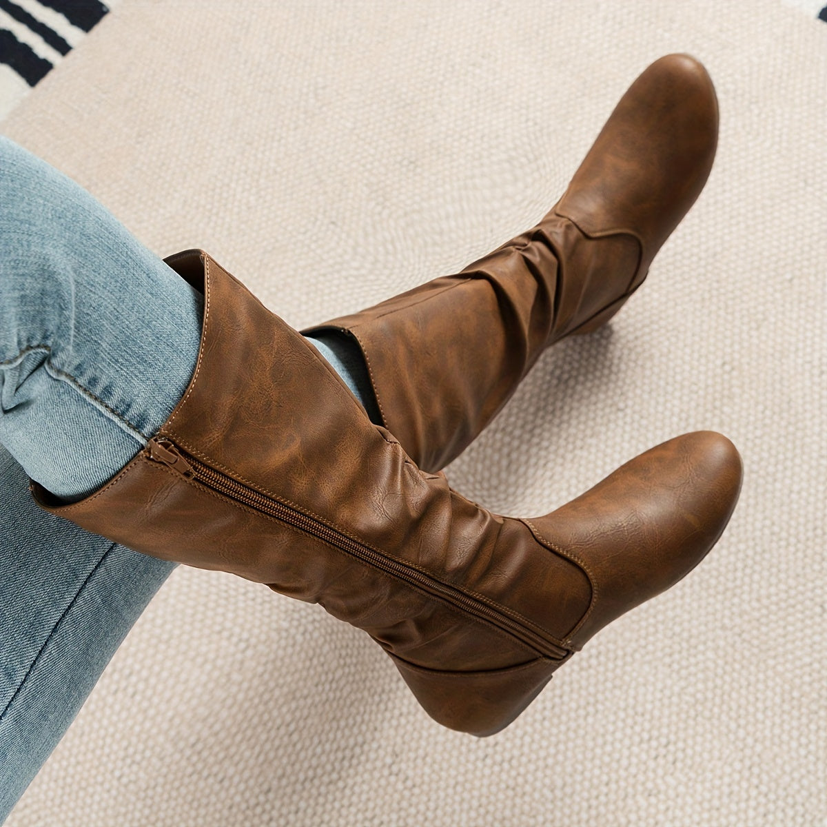 Kniehohe Stiefel Damen | Weiter Schaft & Flacher Absatz