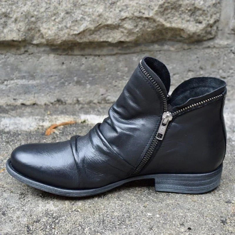 Kunstlederstiefel für Damen | Reißverschluss-Design