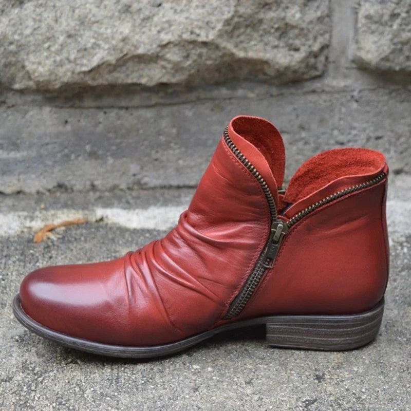 Kunstlederstiefel für Damen | Reißverschluss-Design
