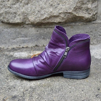 Kunstlederstiefel für Damen | Reißverschluss-Design