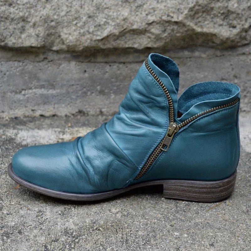 Kunstlederstiefel für Damen | Reißverschluss-Design