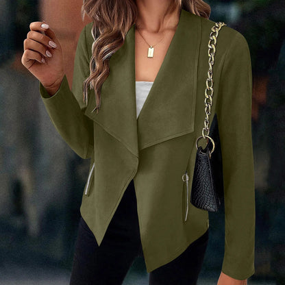 Kurz Jacke Damen | Wasserfallkragen & Langarm