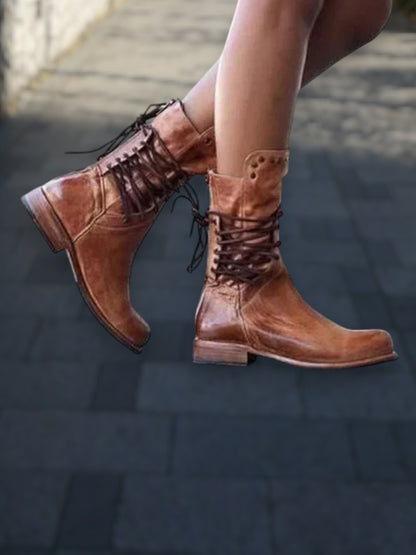 Lacey | Stilvolle Damenstiefel aus Leder mit Schnürsenkeln für Alltag und besondere Anlässe