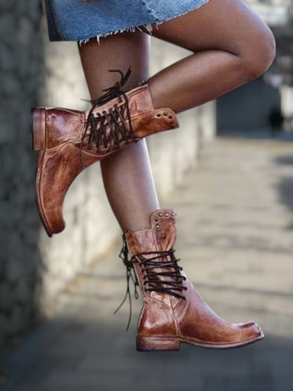 Lacey | Stilvolle Damenstiefel aus Leder mit Schnürsenkeln für Alltag und besondere Anlässe