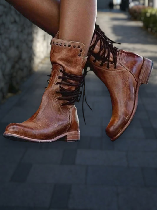 Lacey | Stilvolle Damenstiefel aus Leder mit Schnürsenkeln für Alltag und besondere Anlässe