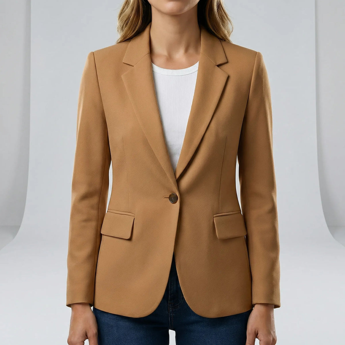 Langarm Blazer Damen | Einknopf & Tailliert