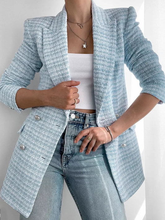 Langarm Blazer Damen | Zweireiher & Zierknöpfe
