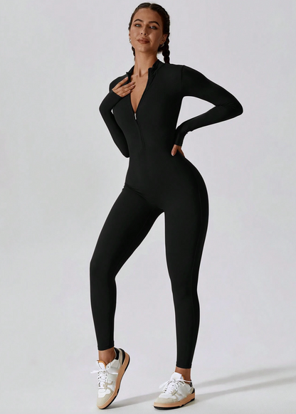 Langarm Jumpsuit Damen | Figurbetont & Frontzipper