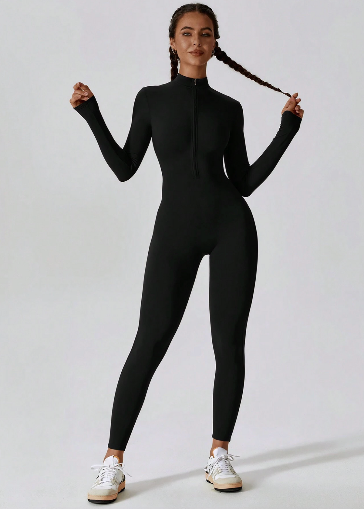 Langarm Jumpsuit Damen | Figurbetont & Frontzipper
