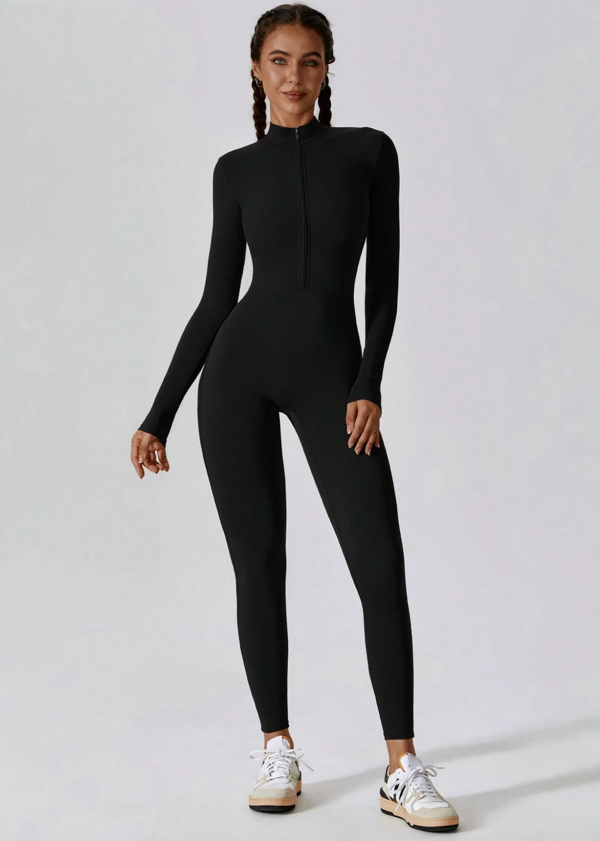Langarm Jumpsuit Damen | Figurbetont & Frontzipper
