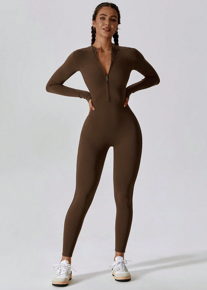 Langarm Jumpsuit Damen | Figurbetont & Frontzipper