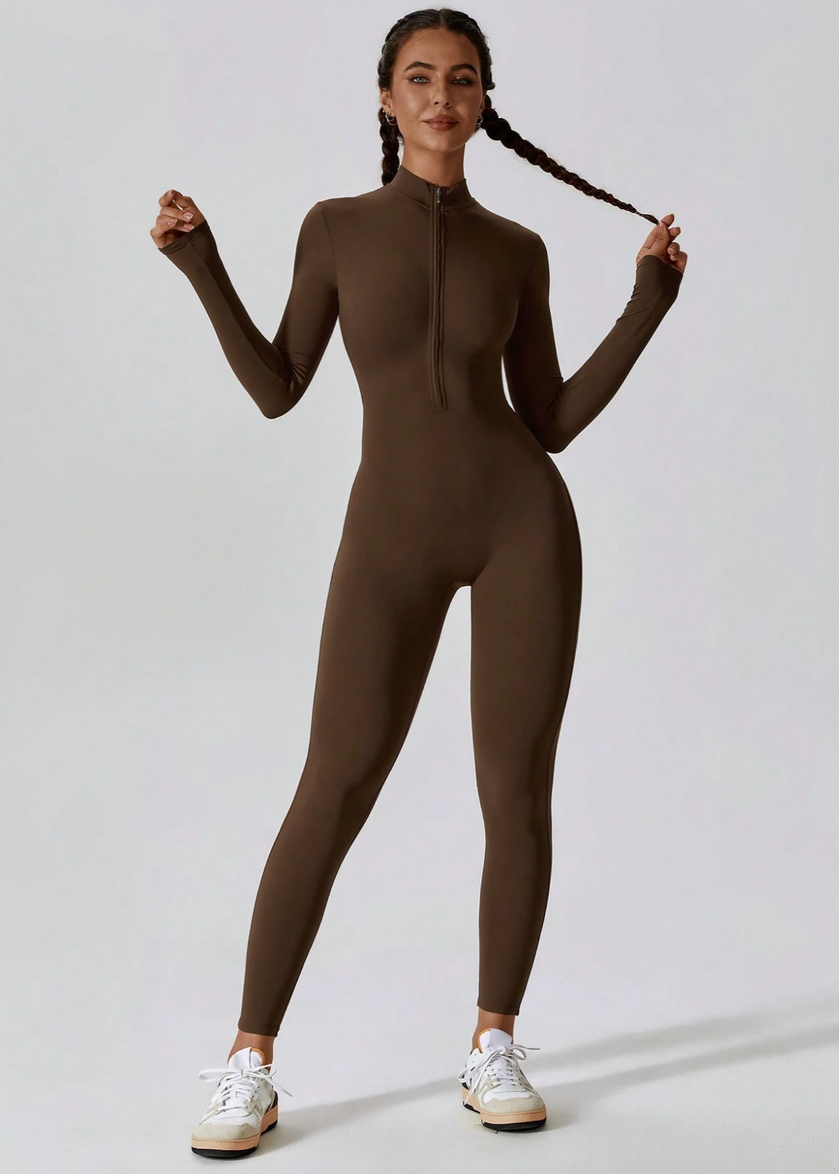Langarm Jumpsuit Damen | Figurbetont & Frontzipper