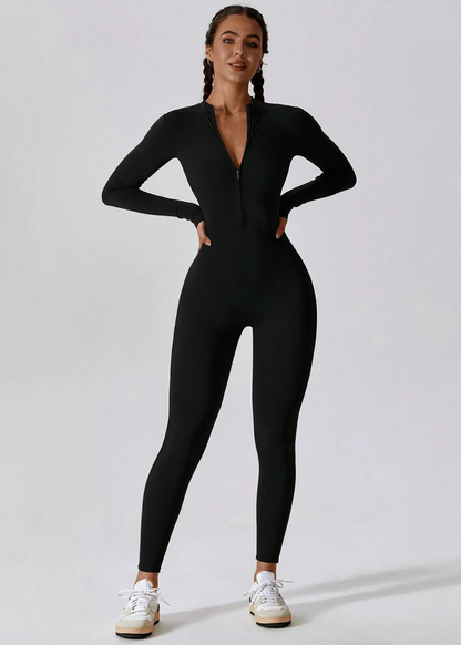Langarm Jumpsuit Damen | Figurbetont & Frontzipper