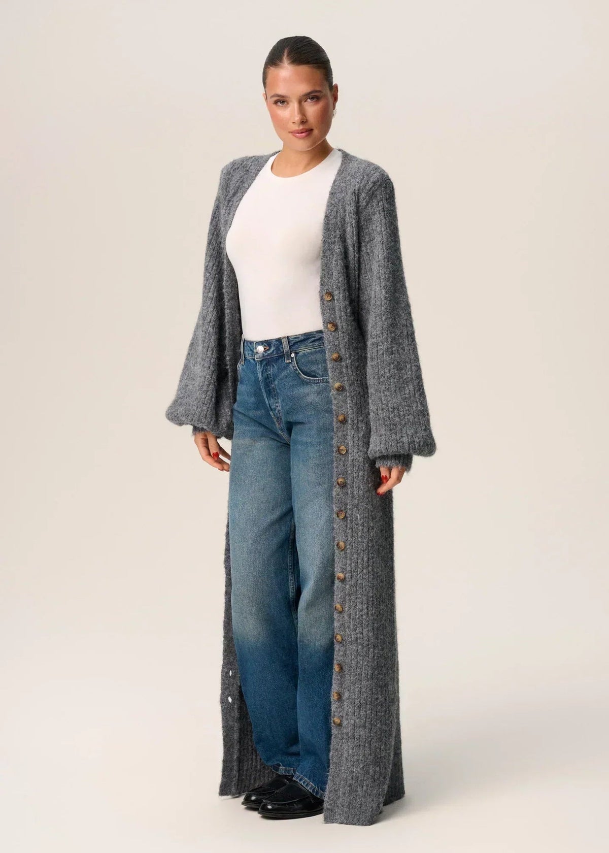 Langarm Kleid Damen | Durchgeknöpft & Bodenlang