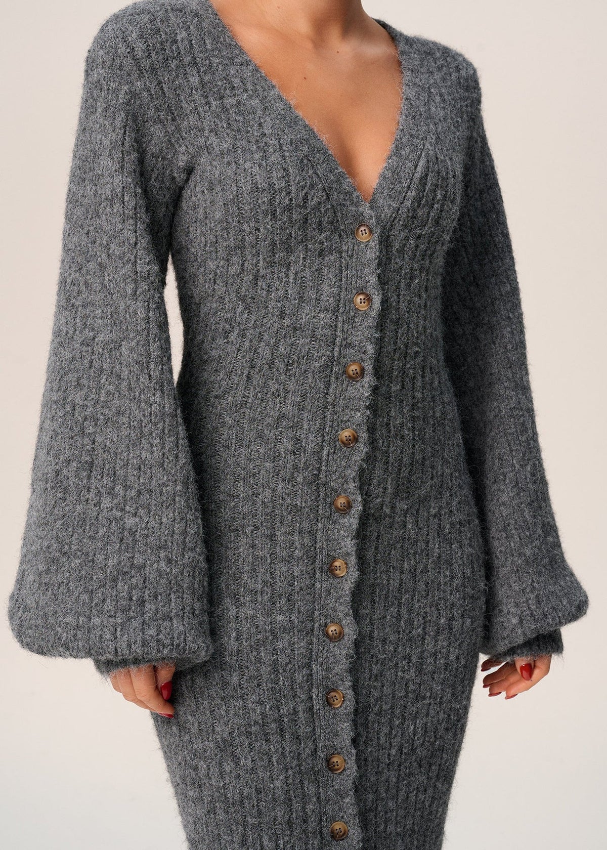 Langarm Kleid Damen | Durchgeknöpft & Bodenlang