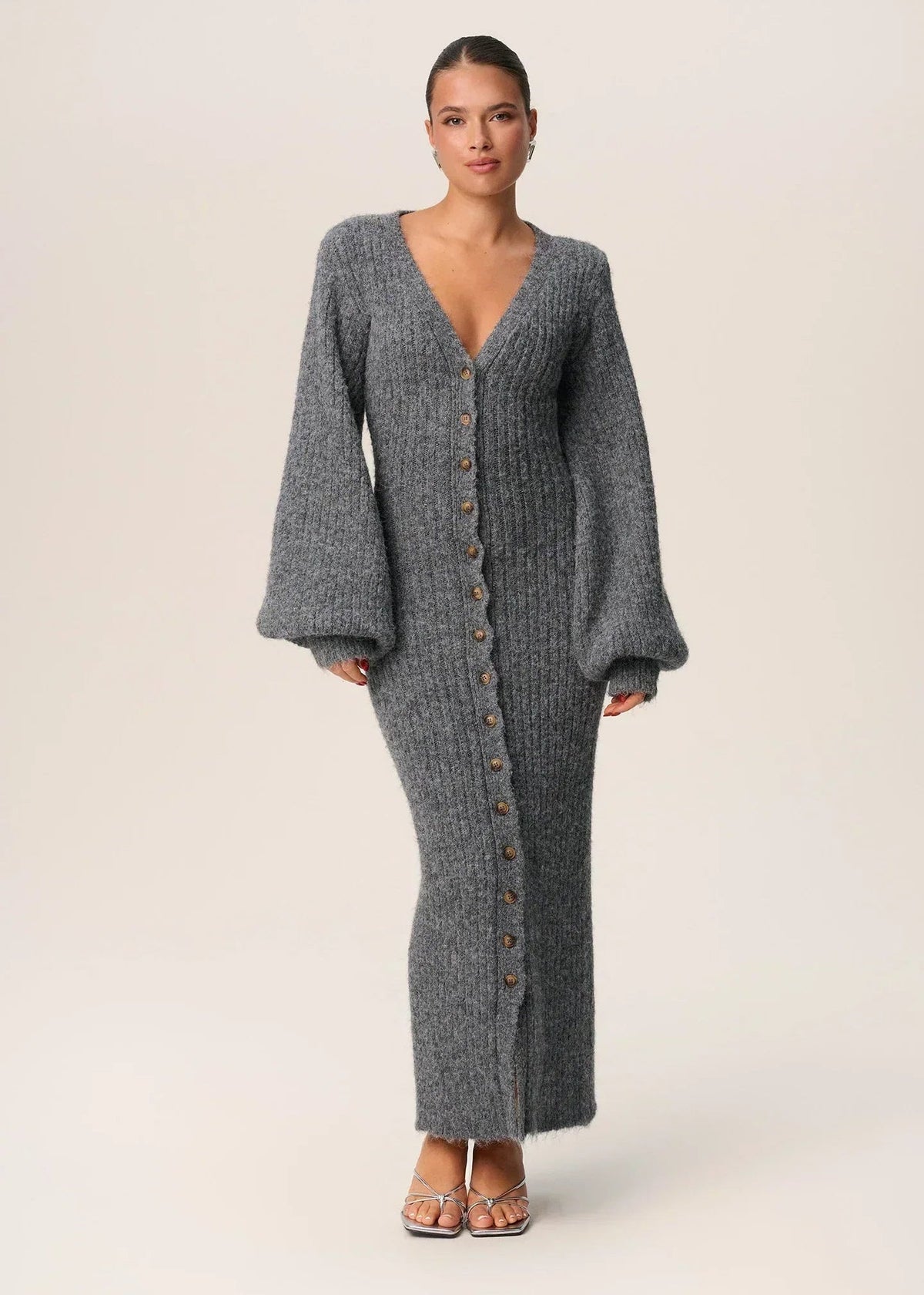 Langarm Kleid Damen | Durchgeknöpft & Bodenlang