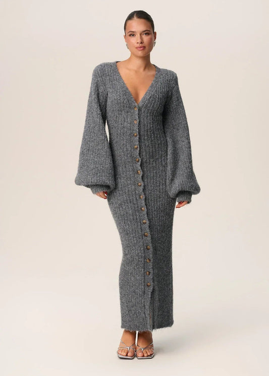 Langarm Kleid Damen | Durchgeknöpft & Bodenlang