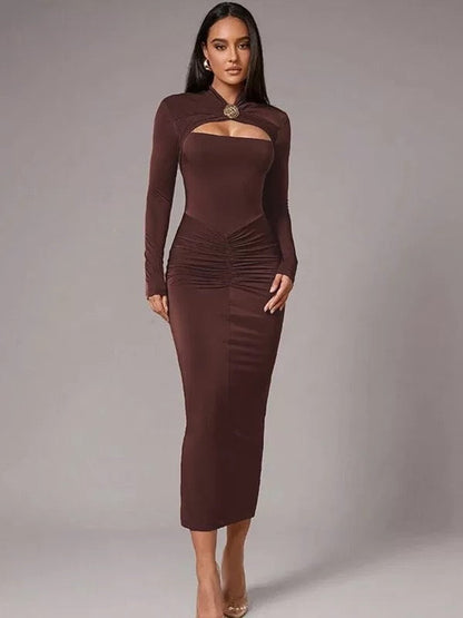 Langarm Kleid Damen | Figurbetonte Passform & Raffungen