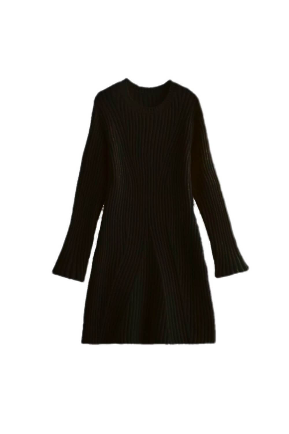 Langarm Kleid Damen | Rippstruktur & Taillierte Silhouette