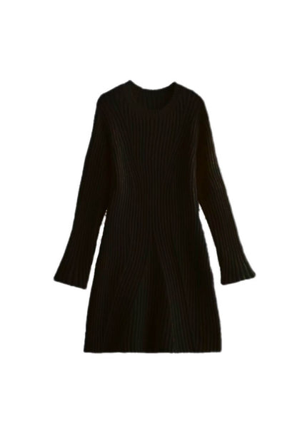 Langarm Kleid Damen | Rippstruktur & Taillierte Silhouette