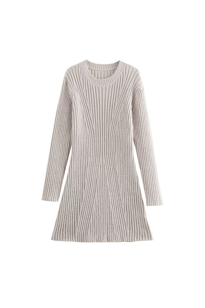 Langarm Kleid Damen | Rippstruktur & Taillierte Silhouette
