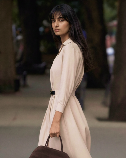 Langarm Kleid Damen | Taillierte Silhouette & Reverskragen