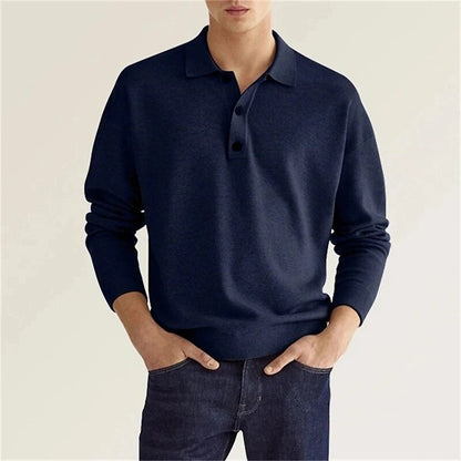 Langarm Polo Herren aus Feinstrick | Polokragen & Knopfleiste