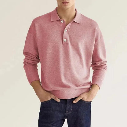 Langarm Polo Herren aus Feinstrick | Polokragen & Knopfleiste