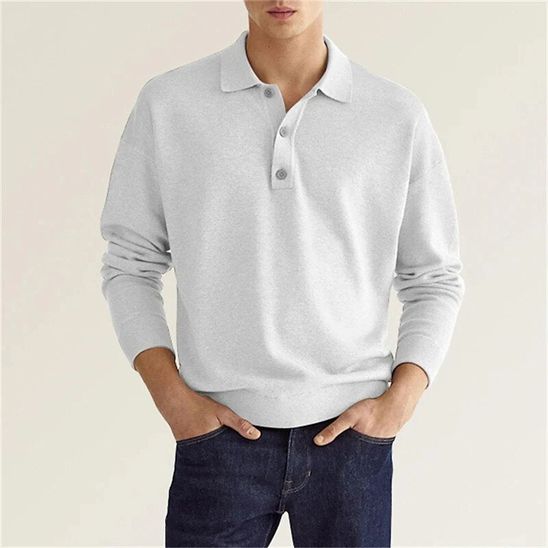 Langarm Polo Herren aus Feinstrick | Polokragen & Knopfleiste