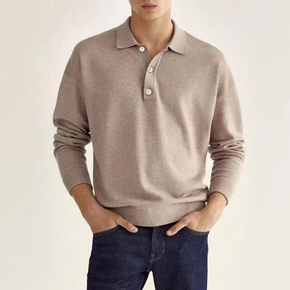 Langarm Polo Herren aus Feinstrick | Polokragen & Knopfleiste