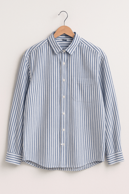 Langarm Polo Herren gestreift | Button-Down-Kragen & Brusttasche