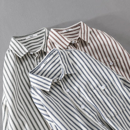 Langarm Polo Herren gestreift | Umlegekragen & Brusttasche