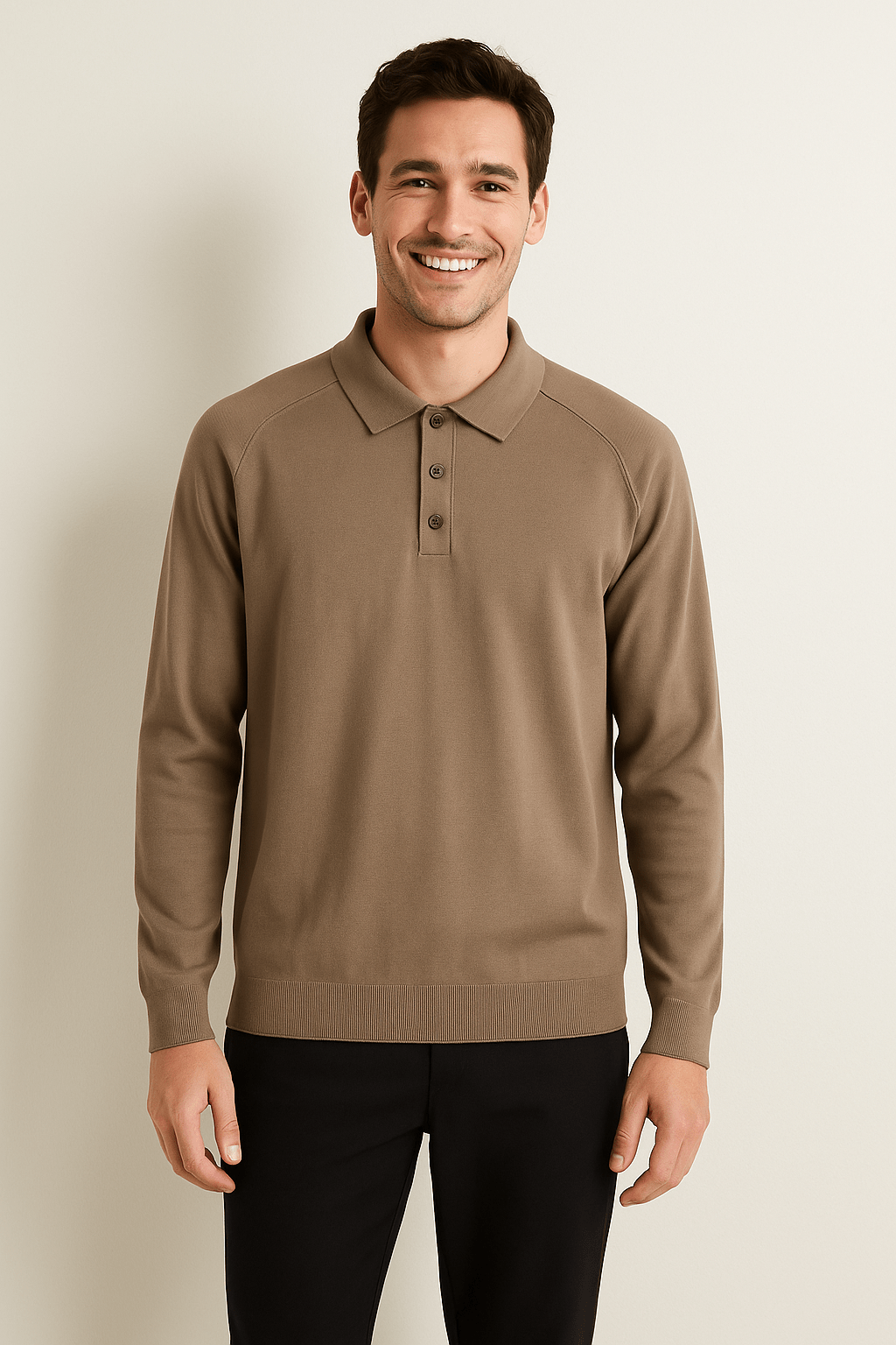 Langarm Polo Herren mit Polokragen | Feinstrick & Knopfleiste