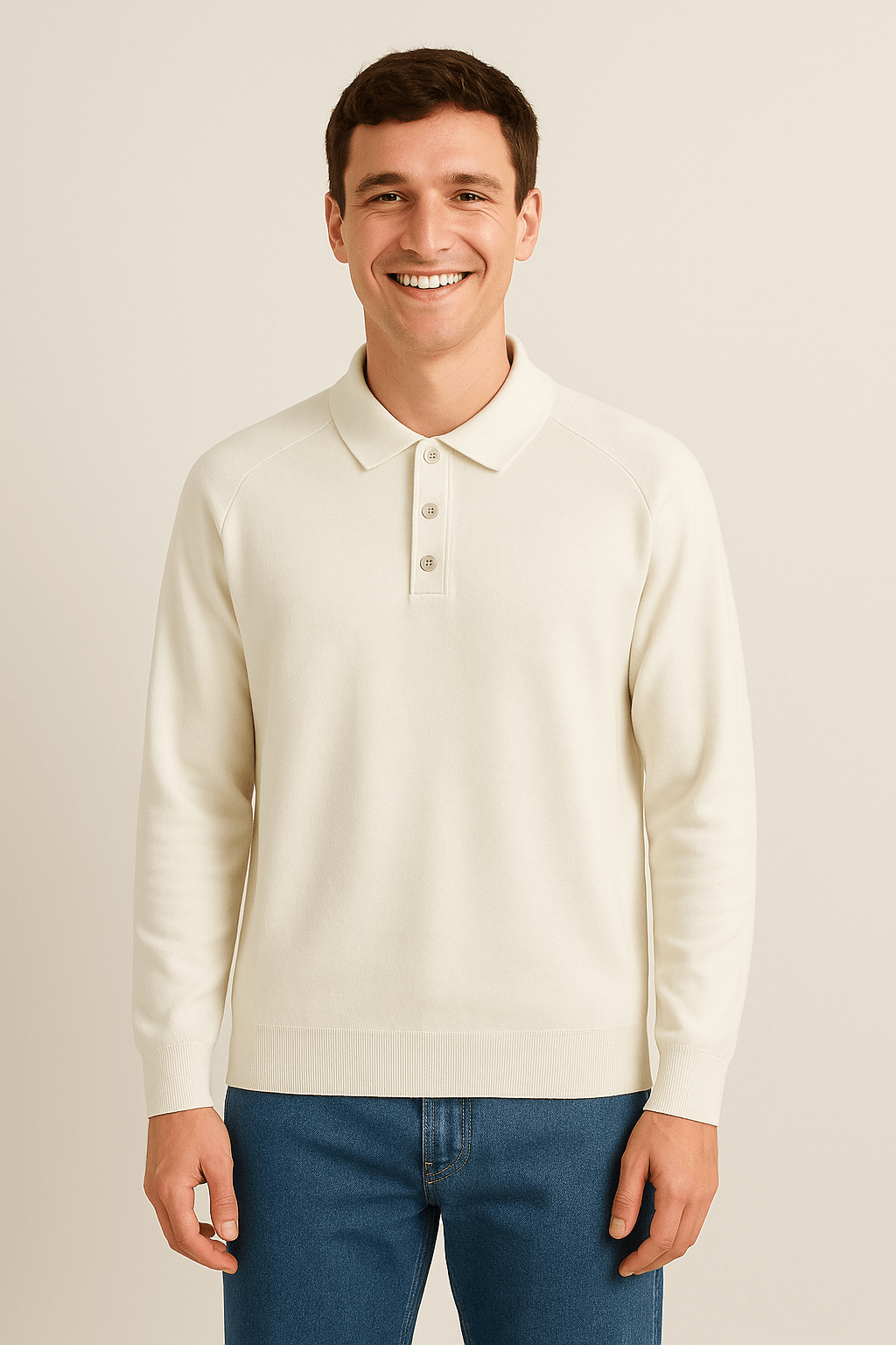 Langarm Polo Herren mit Polokragen | Feinstrick & Knopfleiste