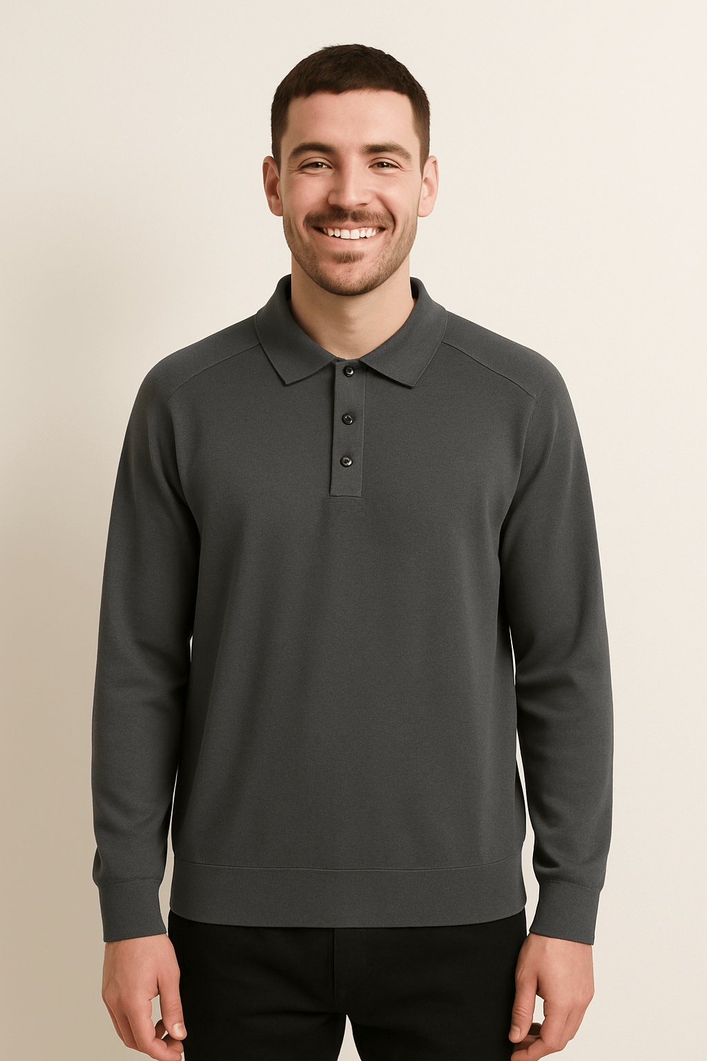 Langarm Polo Herren mit Polokragen | Feinstrick & Knopfleiste